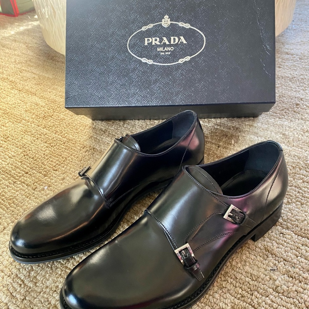 Men’s black Prada shoes.  Never worn, original box and shoes bag.